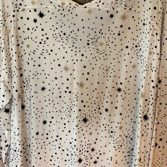 Soma Sz XL Cool Nights Black White Star Pattern V-Neck Nightgown Loungewear - Picture 5 of 9
